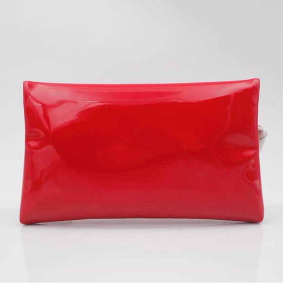 Christian Dior Red Patent Mini Clutch Studded Logo Zipper Cosmetic bag - Picture 8 of 15
